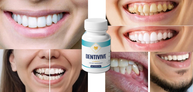 Image of people smiling and DentiVive in the middle